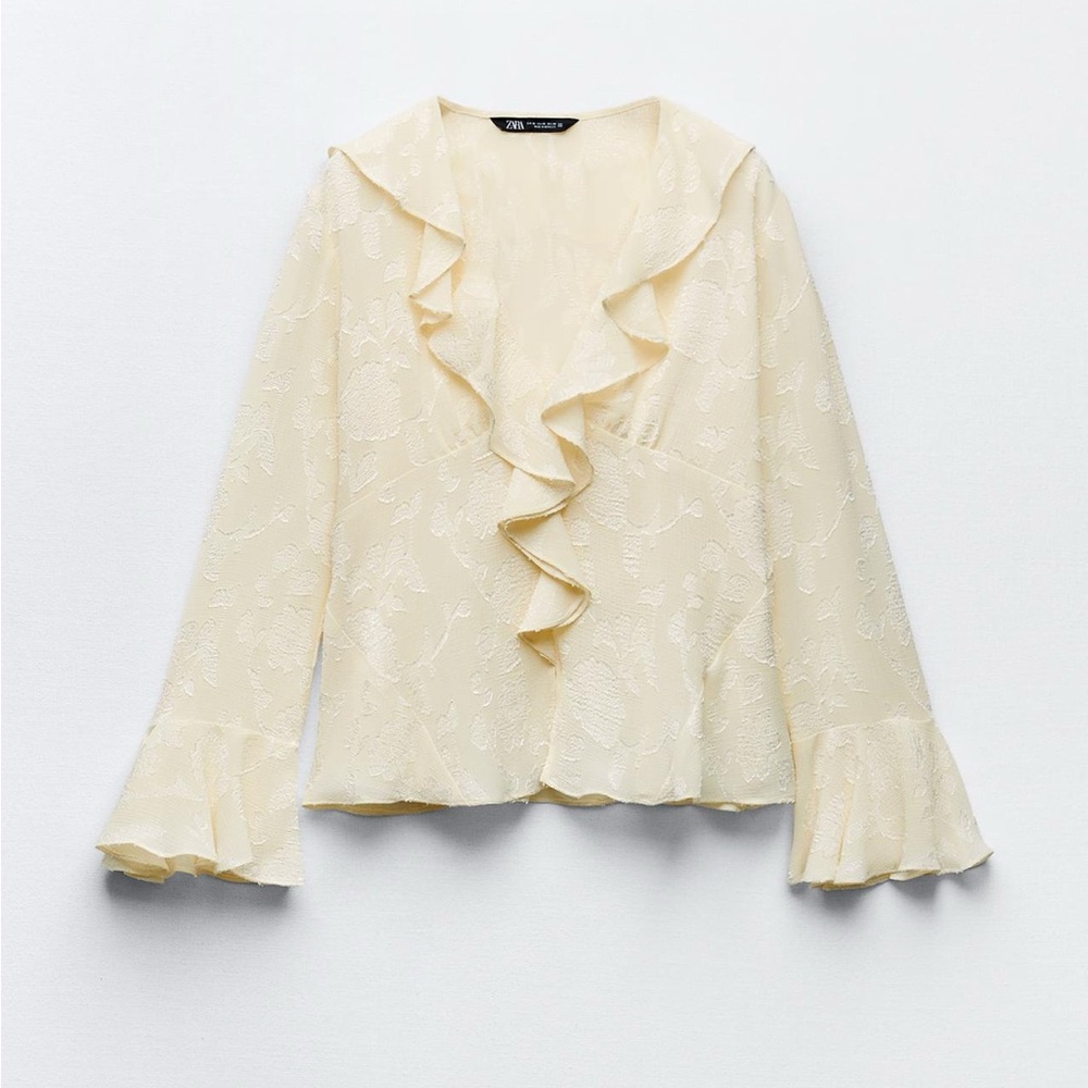 Zara Cream Ruffled Blouse